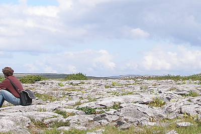 Expansive view of Burren Banner with student at the edge