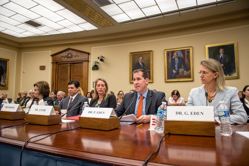 The five panelists at the hearing