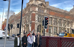 This is a picture of students in front of the V&A Museum in London