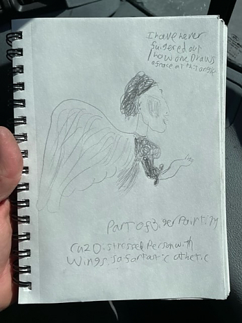 Sketch of an angel in profile