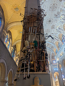 Canes, Crutches etc on display inside Sainte Anne de Beaupre Basilica