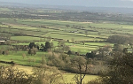 English countryside picture from hike up Glastonbury Tor