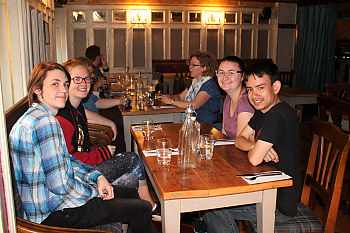 Landmark College Study Abroad Group enjoying dinner at Skeff Slainte