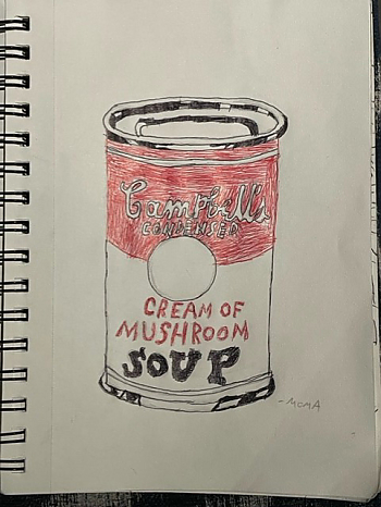 Sketch of Campbell's Cream of Mushroom Soup can