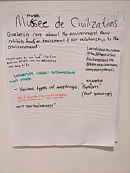 Students' written reflections on Musee de la Civilisation