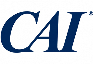 Logo for C A I, which is those three capitalized letters in a dark blue color and italics style
