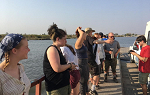 The group crosses the Cubango river from Shakawe.