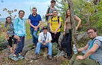 Image of pre-orientation hike in Madame Sherrie's forest. 