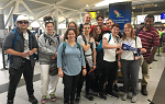 Group photo of students going on 2019 Study Abroad trip to Botswana  at JFK Airport on Saturday morning