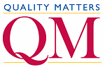 Quality Matters logo includes the words Quality Matters in blue type with a large Q and M in red below it. 