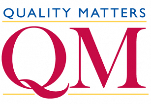 Quality Matters logo includes the words Quality Matters in blue type with a large Q and M in red below it. 