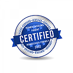 Blue and white circular graphic that says Homeschooling Parent Certified Homeschool Friendly 2022