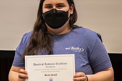 The award for excellence in Life Sciences, presented to student Becky Scheff.