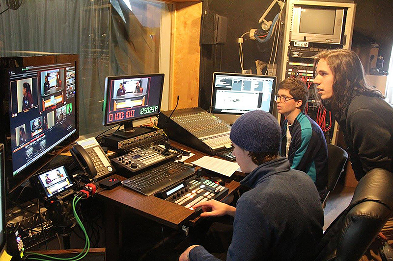 Landmark College students enrolled in the B.A. in Communication and Entrepreneurial Leadership program editing video content.