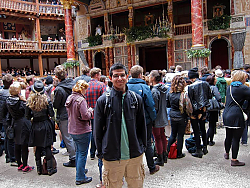 Ben in crowded plaza