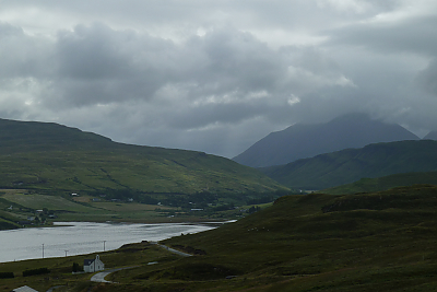 View of Scottish hills and lake