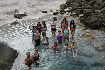 Group swimming in the hot springss