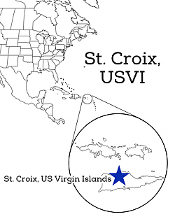 Map showing location of U S V I St Croix in relationship to North America