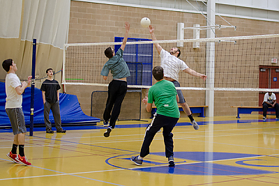 Landmark College students playing vollyball in Click Center
