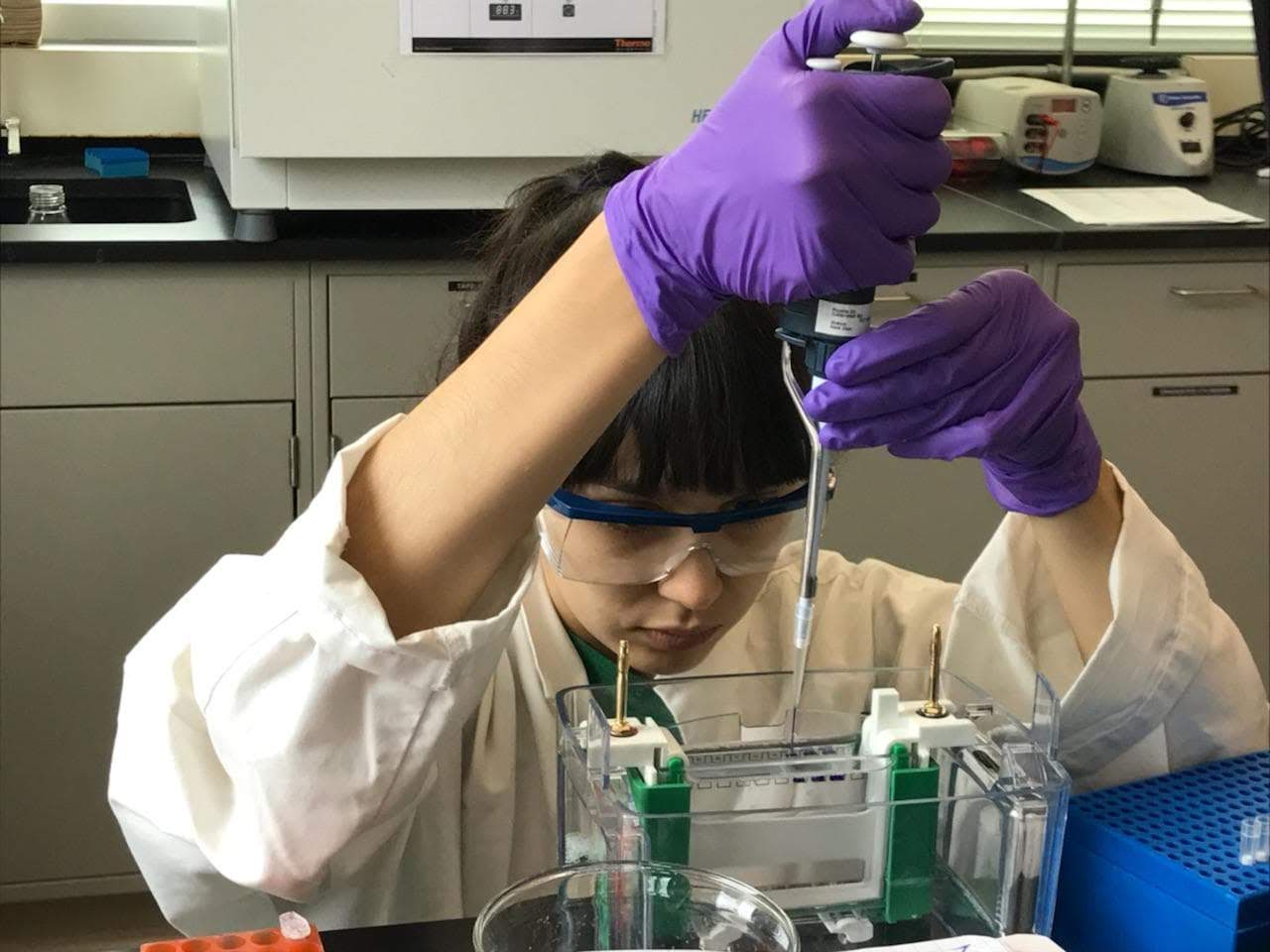 Student intern in lab