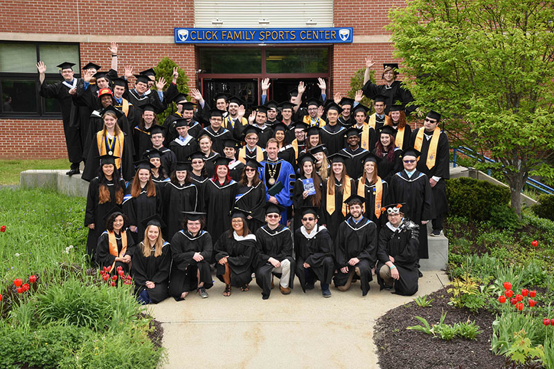 Group shot of 2018 graduating class outside the Click Center 